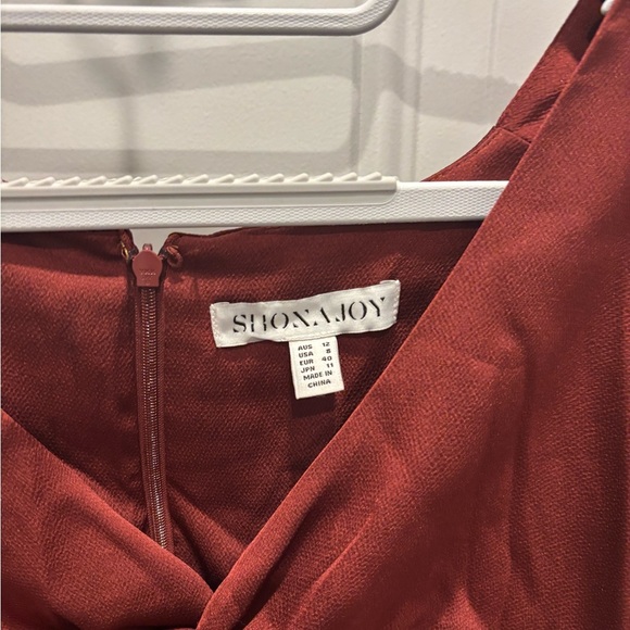 Shona Joy Luxe Twist Ballon Sleeve Cut Out Midi Dress Size US 8 Sangria - Picture 5 of 6